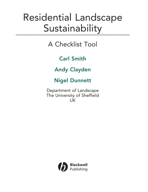 Residential Landscape Sustainability: A Checklist Tool 