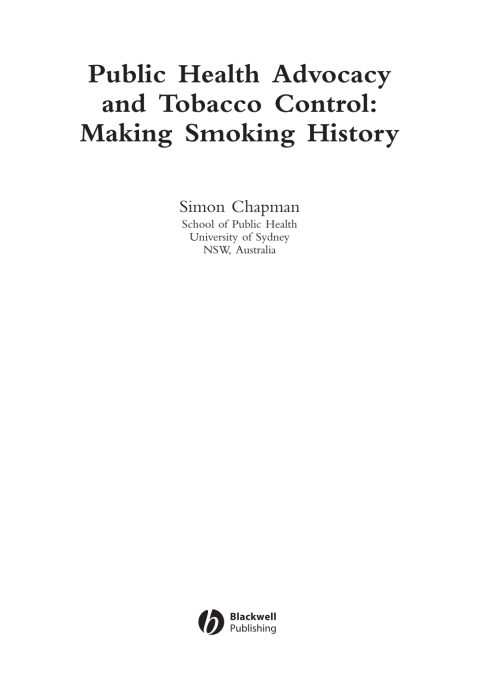 Cover image for book Public Health Advocacy and Tobacco Control