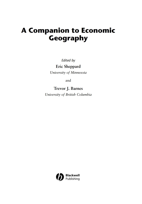 Cover image for book A Companion to Economic Geography