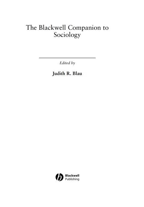 Cover image for book The Blackwell Companion to Sociology