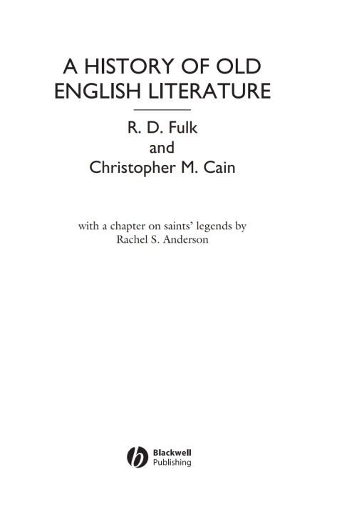 Cover image for book A History of Old English Literature