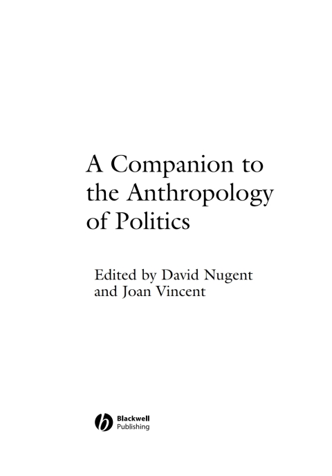 Cover image for book A Companion to the Anthropology of Politics