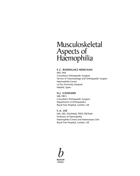 Cover image for book Musculoskeletal Aspects of Haemophilia