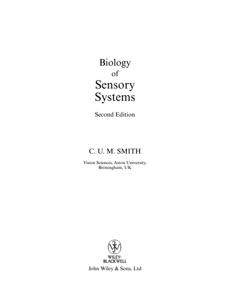 Cover image for book Biology of Sensory Systems, 2nd Edition