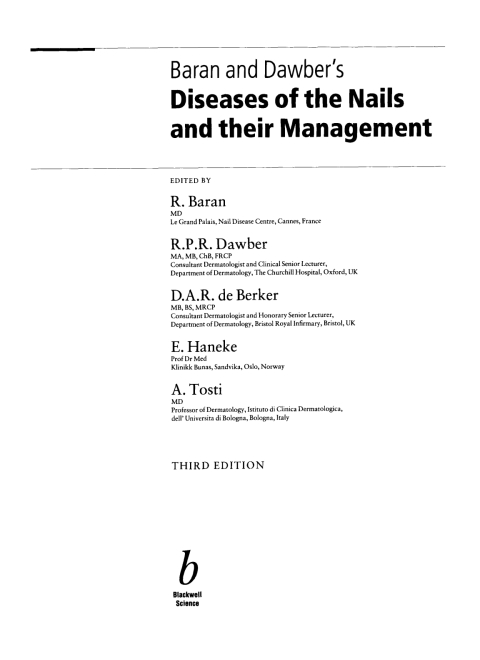 Baran and Dawber's Diseases of the Nails and their Management 