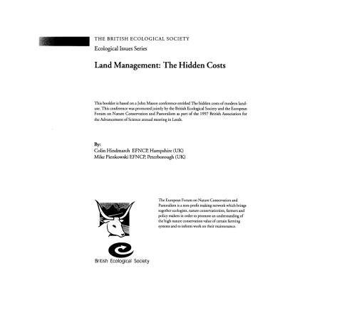 Cover image for book Land Management: The Hidden Costs