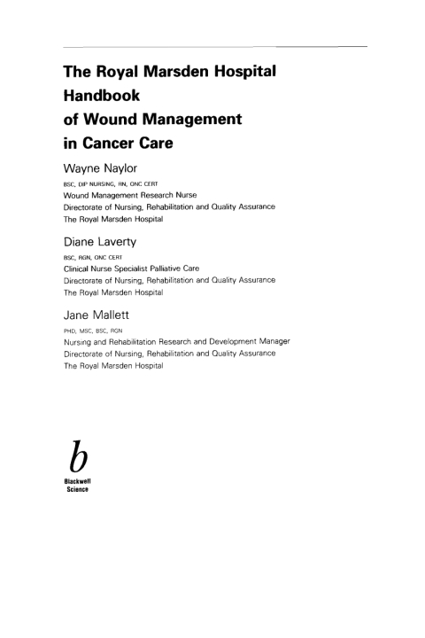 Cover image for book The Royal Marsden Hospital Handbook of Wound Management In Cancer Care