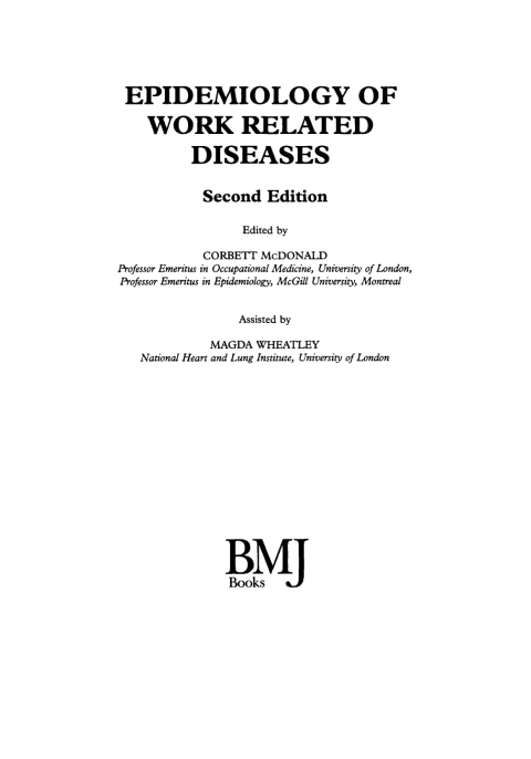 Cover image for book Epidemiology of Work Related Diseases