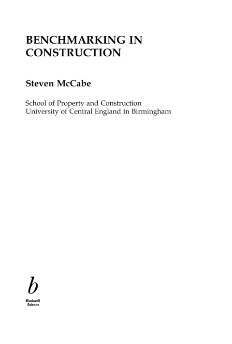 Cover image for book Benchmarking in Construction