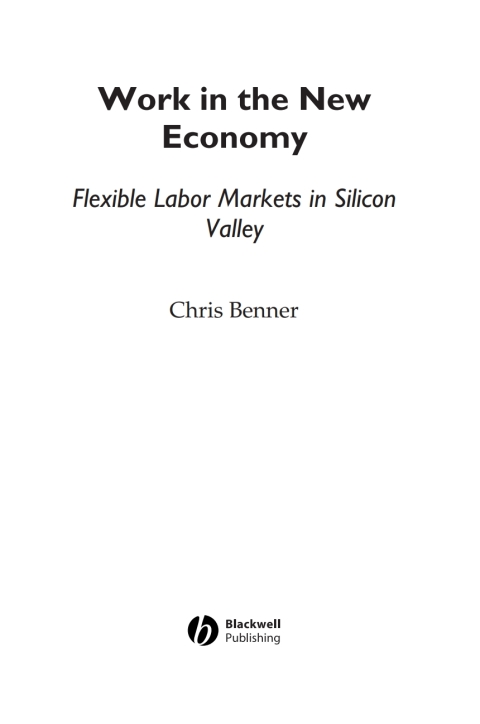 Cover image for book Work in the New Economy