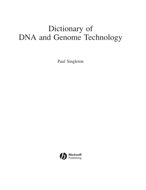 Cover image for book Dictionary of DNA and Genome Technology