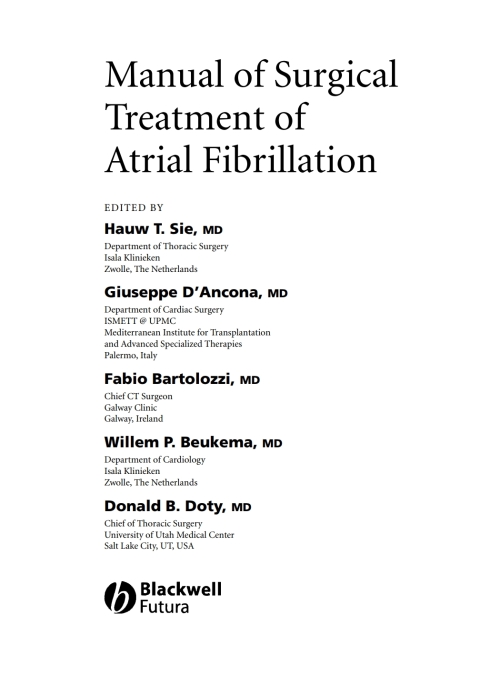 Cover image for book Manual of Surgical Treatment of Atrial Fibrillation