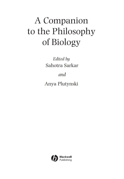 Cover image for book A Companion to the Philosophy of Biology