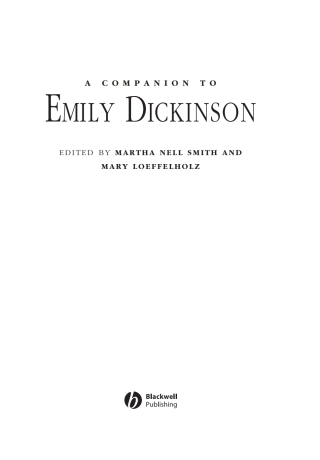 A Companion to Emily Dickinson