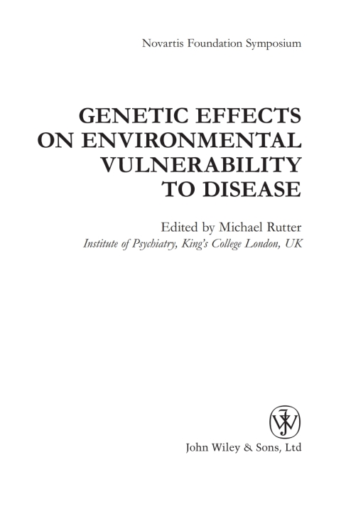 Cover image for book Genetic Effects on Environmental Vulnerability to Disease