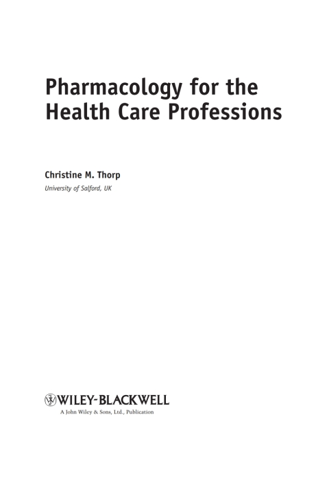 Cover image for book Pharmacology for the Health Care Professions
