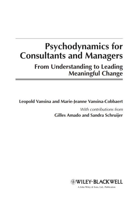 Cover image for book Psychodynamics for Consultants and Managers