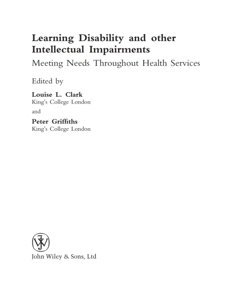 Cover image for book Learning Disability and other Intellectual Impairments: Meeting Needs Throughout Health Services