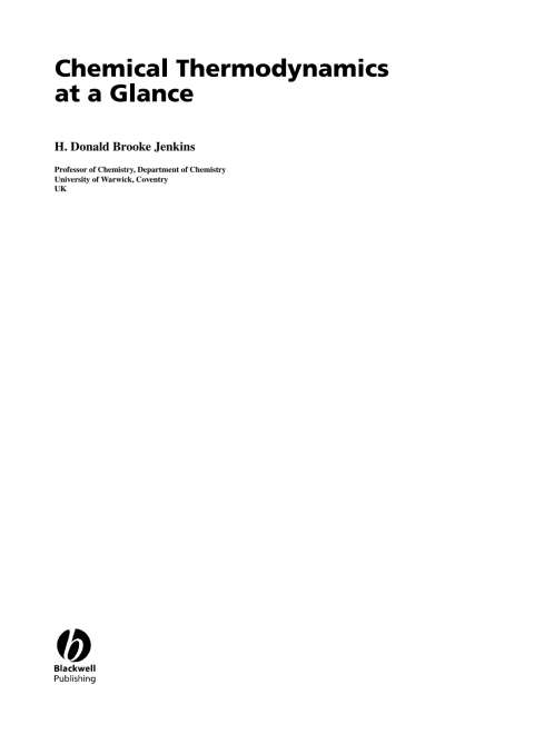 Cover image for book Chemical Thermodynamics at a Glance