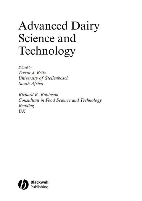 Cover image for book Advanced Dairy Science and Technology