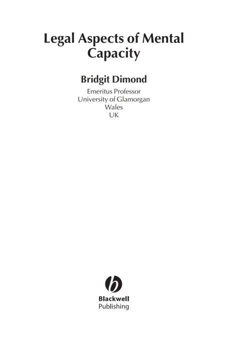 Cover image for book Legal Aspects of Mental Capacity
