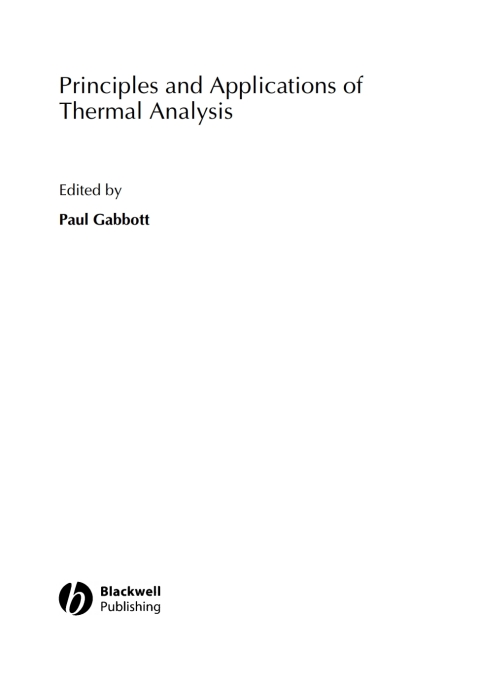 Cover image for book Principles and Applications of Thermal Analysis