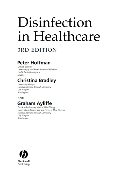 Cover image for book Disinfection in Healthcare