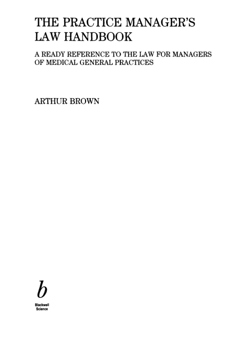 Cover image for book The Practice Manager's Law Handbook
