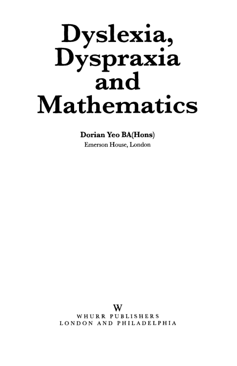 Cover image for book Dyslexia, Dyspraxia and Mathematics