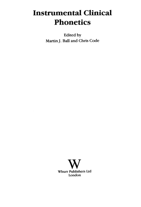 Instrumental Clinical Phonetics