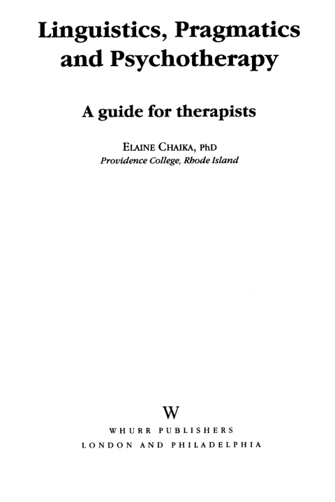 Cover image for book Linguistics, Pragmatics and Psychotherapy