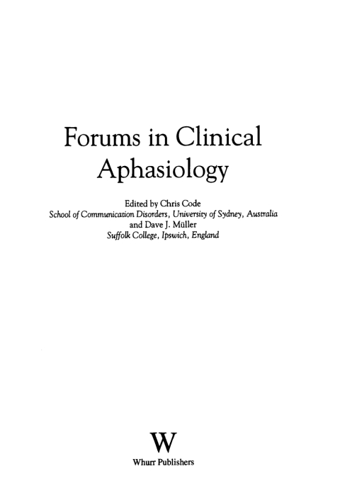 Cover image for book Forums in Clinical Aphasiology