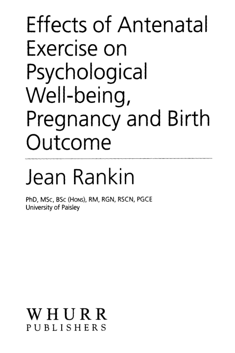 Cover image for book Effects of Antenatal Exercise on Psychological Well-Being, Pregnancy and Birth Outcome
