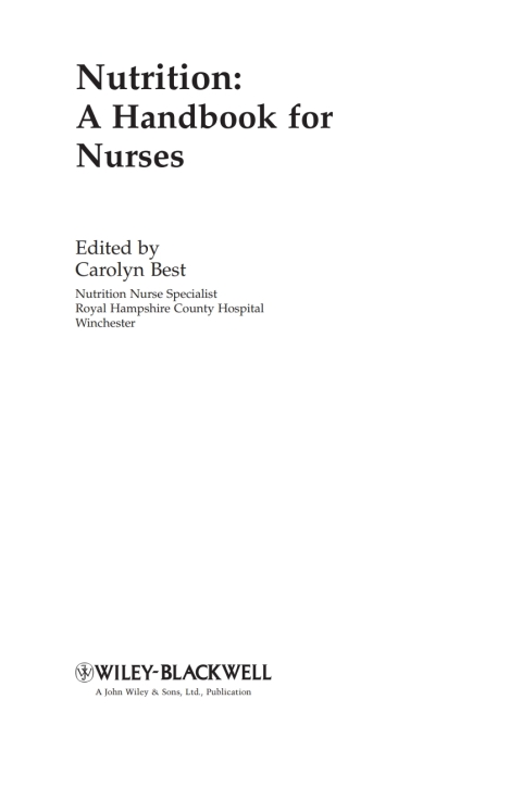 Cover image for book Nutrition: A Handbook for Nurses