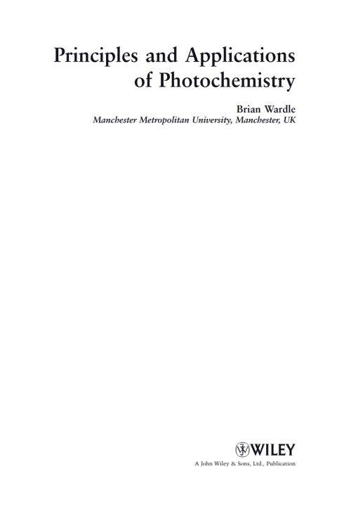 Cover image for book Principles and Applications of Photochemistry