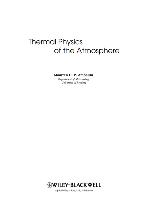Cover image for book Thermal Physics of the Atmosphere