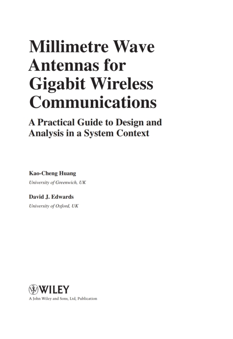 Cover image for book Millimetre Wave Antennas for Gigabit Wireless Communications