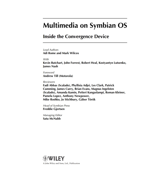 Cover image for book Multimedia on Symbian OS