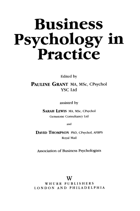 Cover image for book Business Psychology in Practice