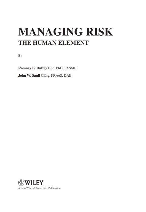 Cover image for book Managing Risk: The Human Element