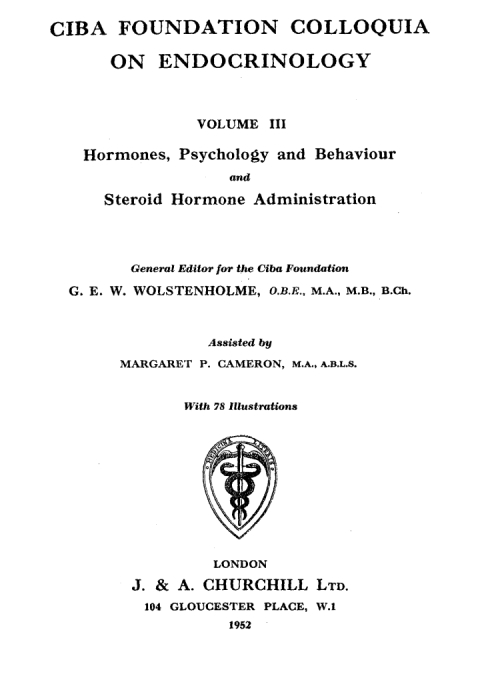 Cover image for book Hormones, Psychology and Behaviour, Volume 3