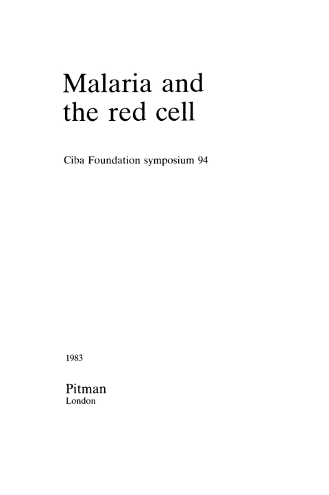 Cover image for book Malaria and the Red Cell