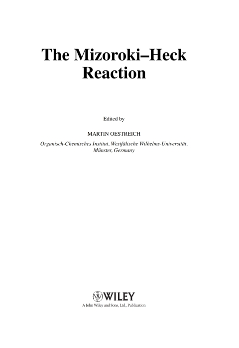 Cover image for book The Mizoroki-Heck Reaction