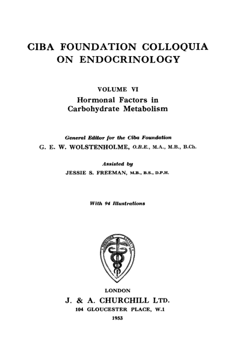 Cover image for book Hormonal Factors in Carbohydrate Metabolism, Volume 6