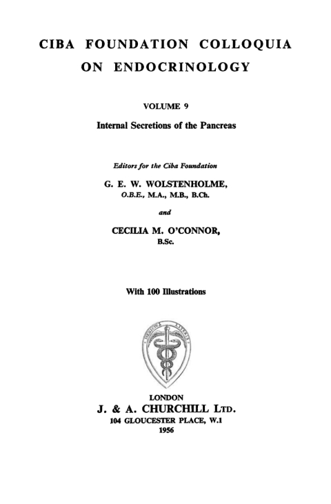 Cover image for book Internal Secretions of the Pancreas, Volume 9