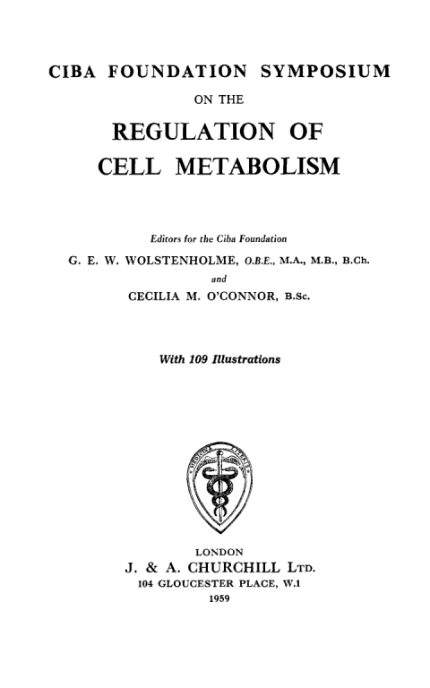 Cover image for book Regulation of Cell Metabolism