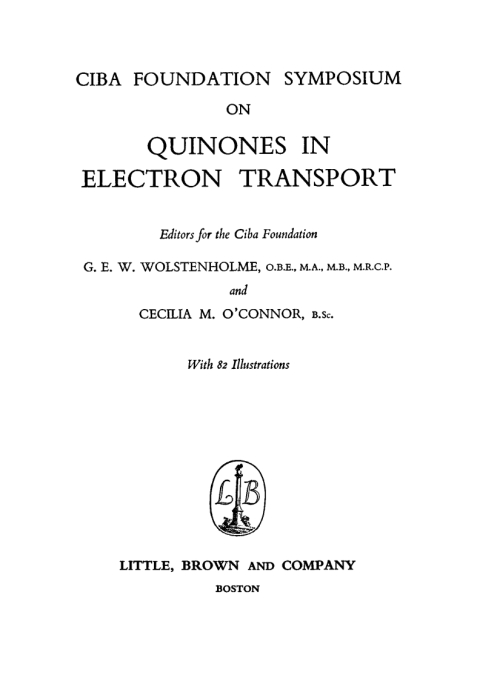 Cover image for book Quinones in Electron Transport