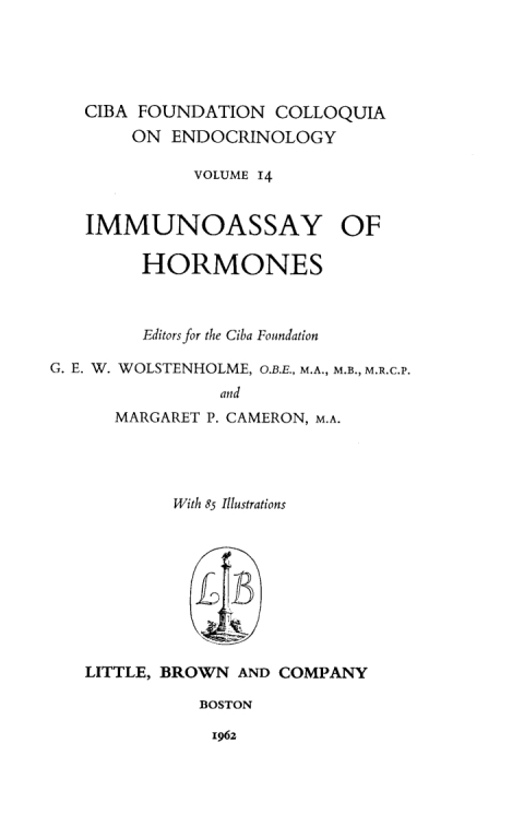 Cover image for book Immunoassay of Hormones, Volume 14