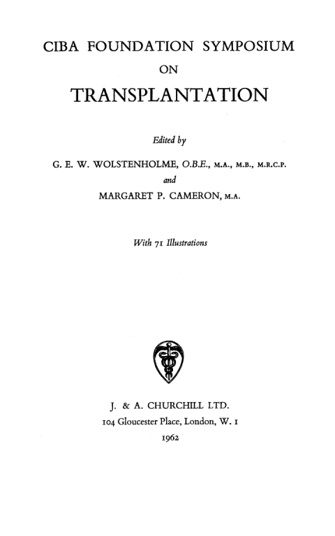 Cover image for book Transplantation