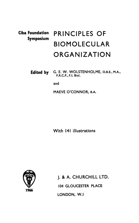 Cover image for book Principles of Biomolecular Organization